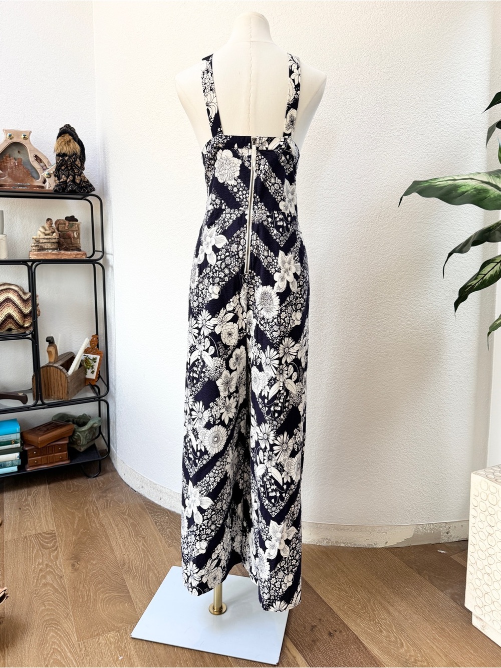 NWT Anthropologie Maeve Magda Navy and White Floral Halter Jumpsuit 16W Plus - Picture 5 of 7
